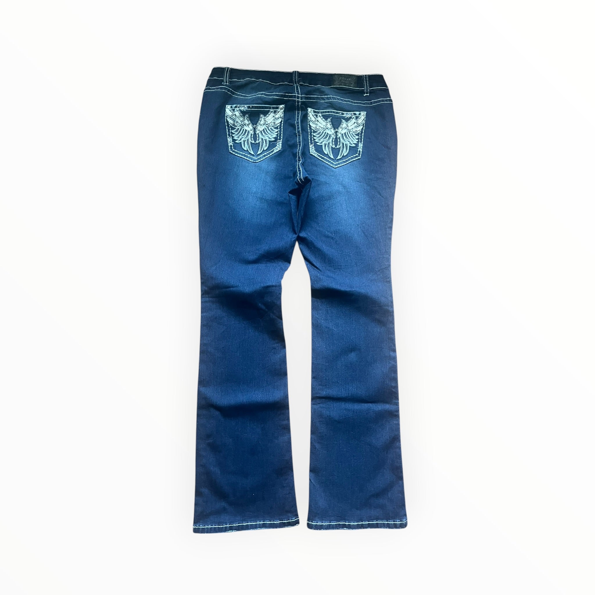 Y2K ZCO Jeans Wing Pocket Bootcut Jeans Size M – Dark Wash