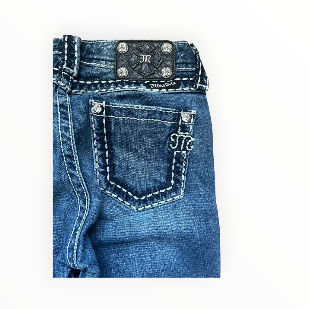 Miss Me Y2K Bootcut Jeans Damen – Größe XS – Blue Wash