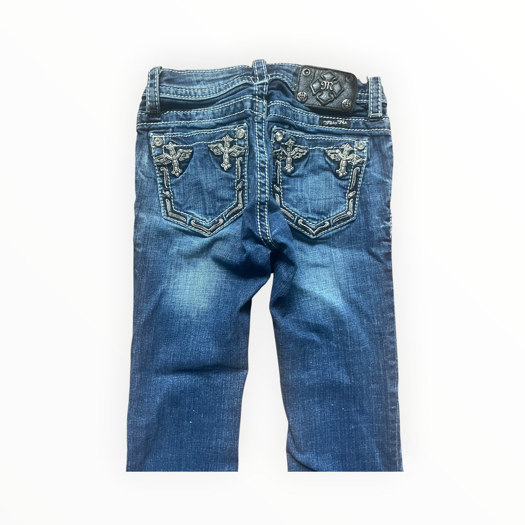 Y2K Miss Me Cross Pocket Bootcut Jeans Size XS – Dark Wash