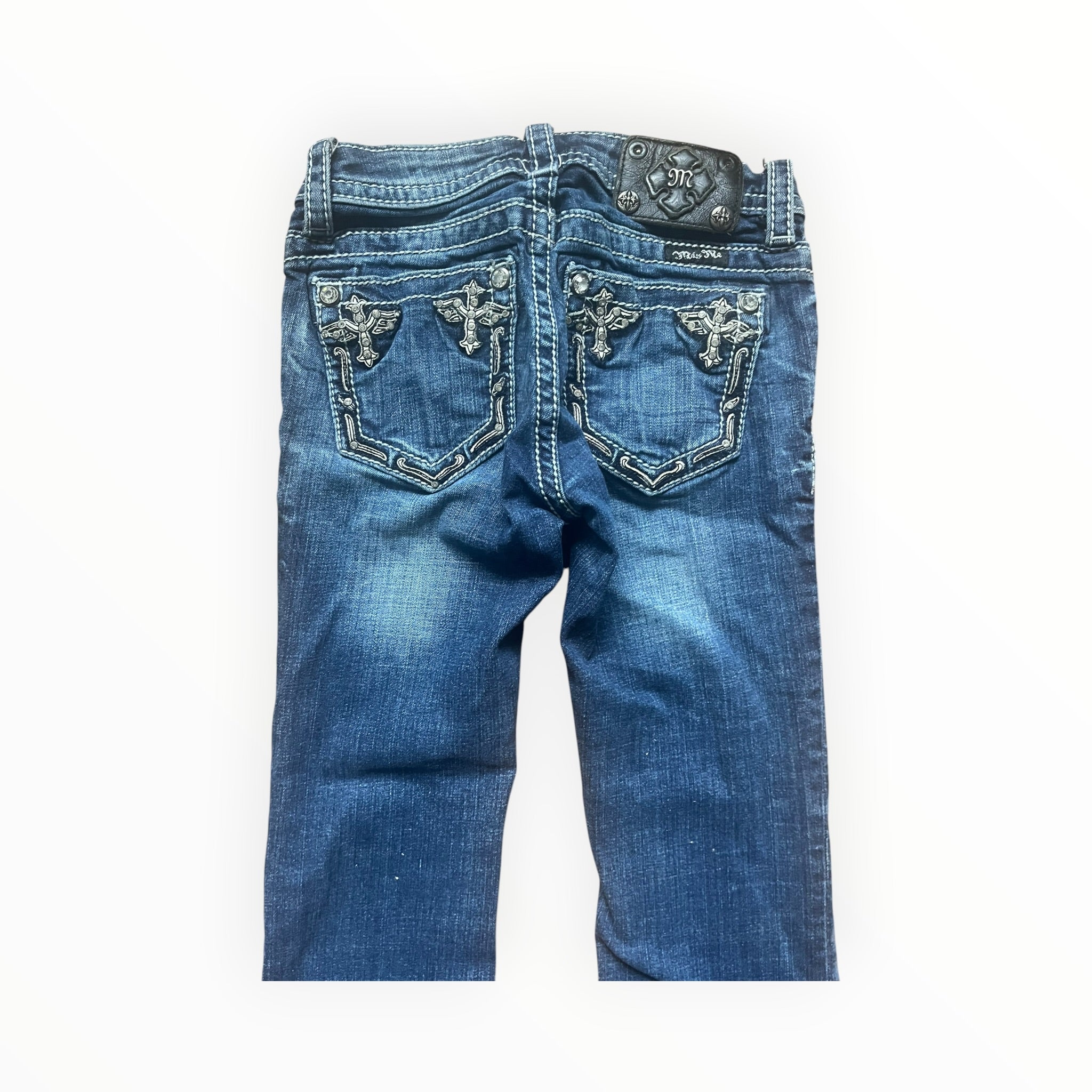 Y2K Miss Me Cross Pocket Bootcut Jeans Size XS – Dark Wash