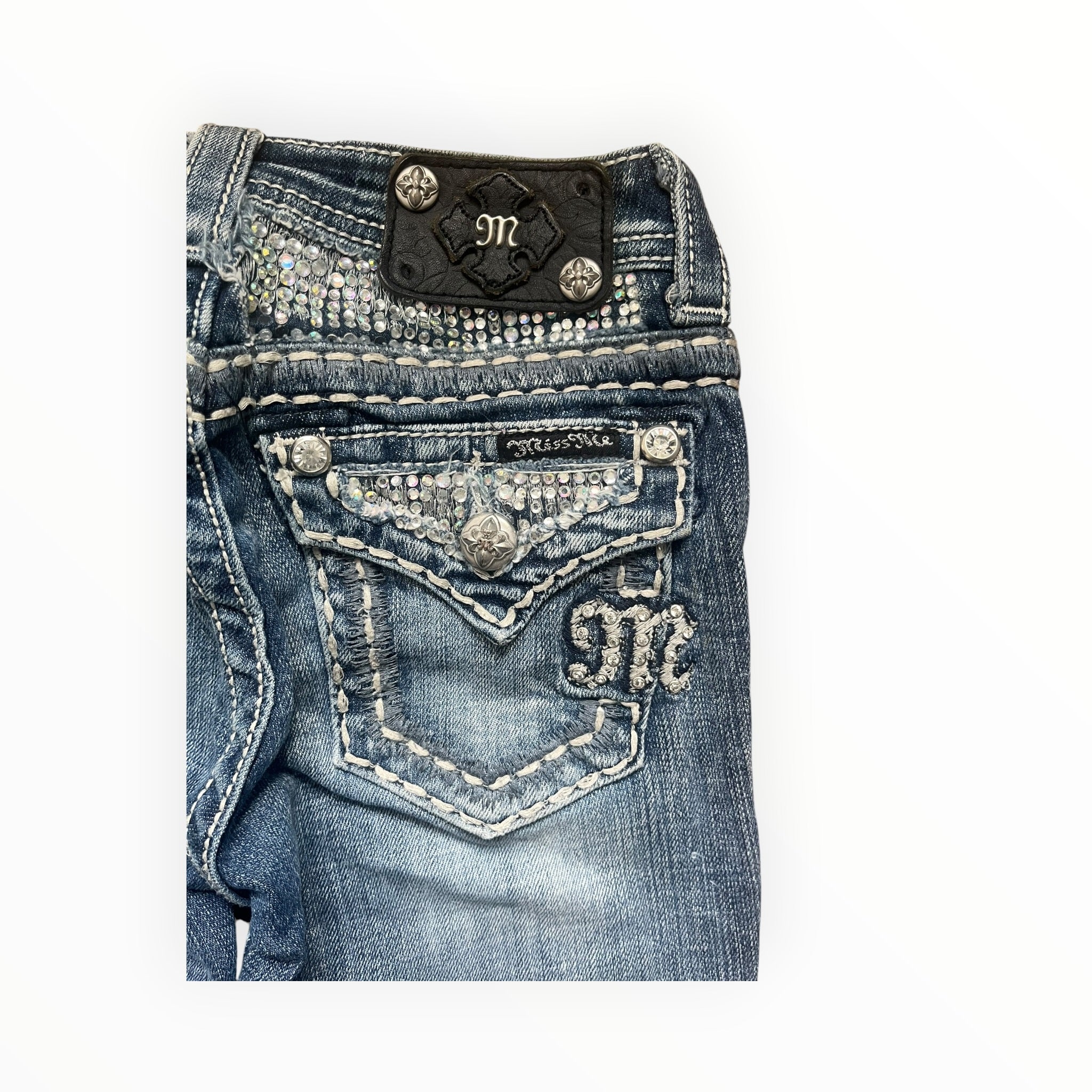 Miss Me Low Rise Bootcut Jeans – Light Blue Wash
