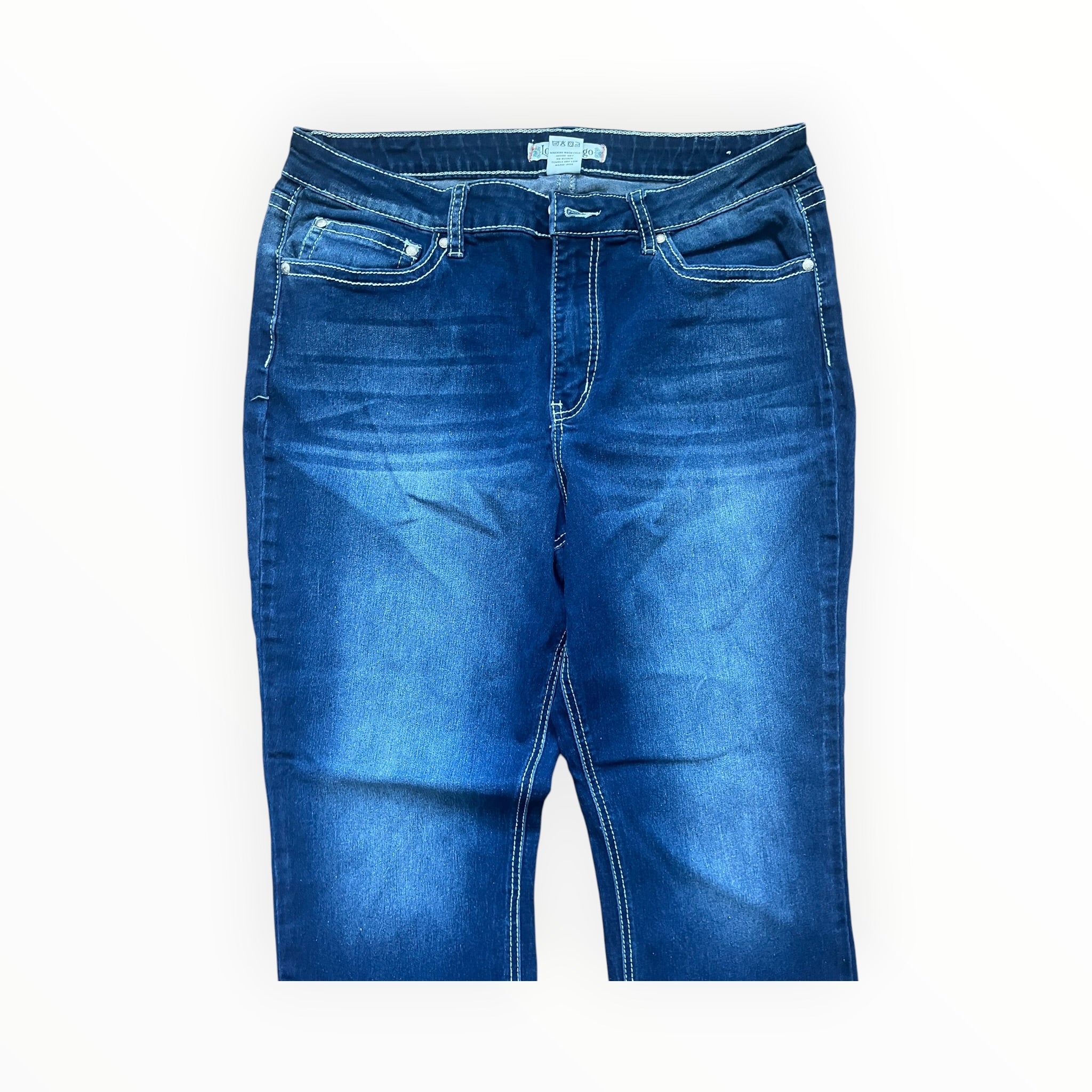 Y2K Bootcut Jeans Damen – Größe L – Dark Blue Wash