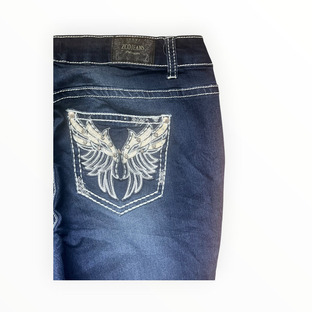 Y2K ZCO Jeans Wing Pocket Bootcut Jeans Size M – Dark Wash