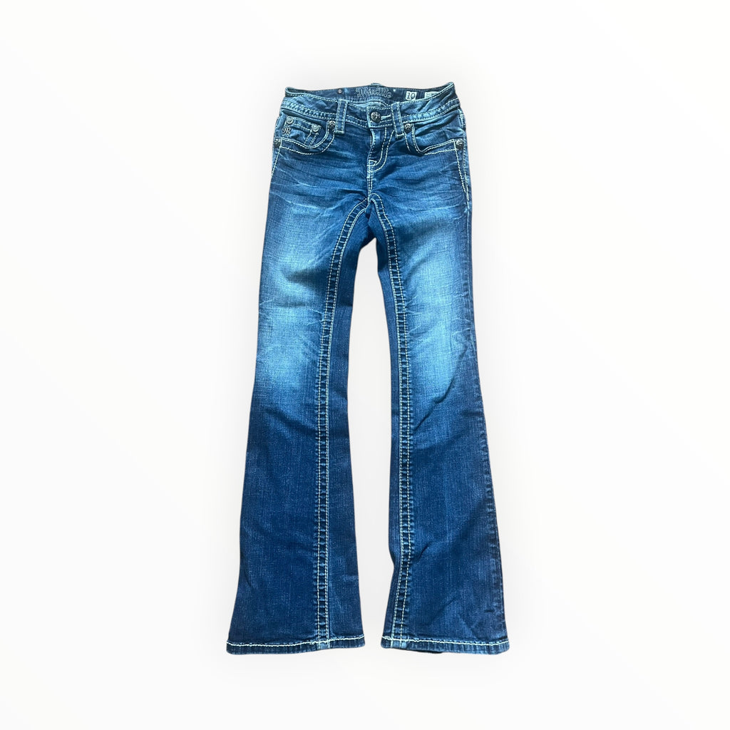 Y2K Miss Me Cross Pocket Bootcut Jeans Size XS – Dark Wash