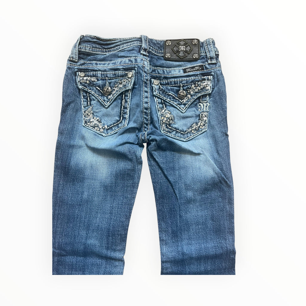 Miss Me Y2K Bootcut Jeans Damen – Größe XS – Blue Wash