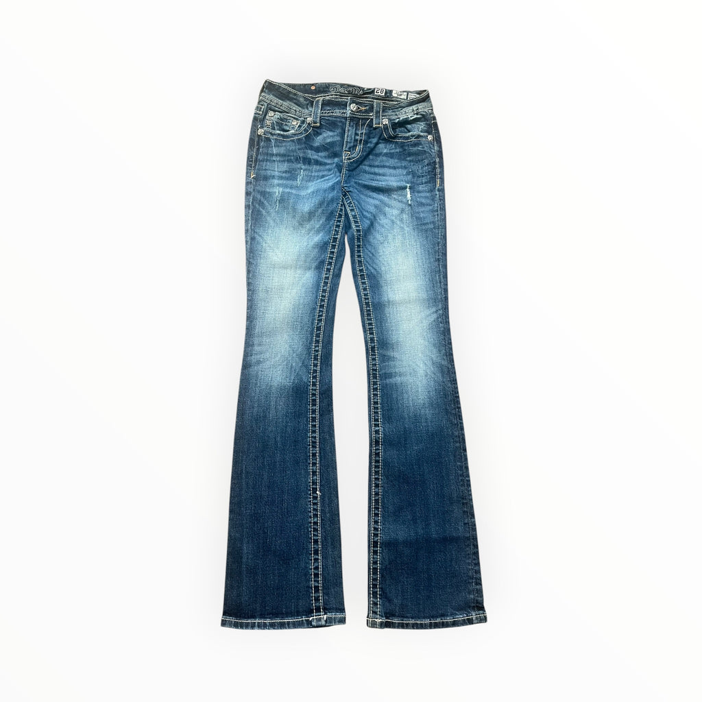 Miss Me Bootcut Jeans – Dark Blue Wash Low Rise
