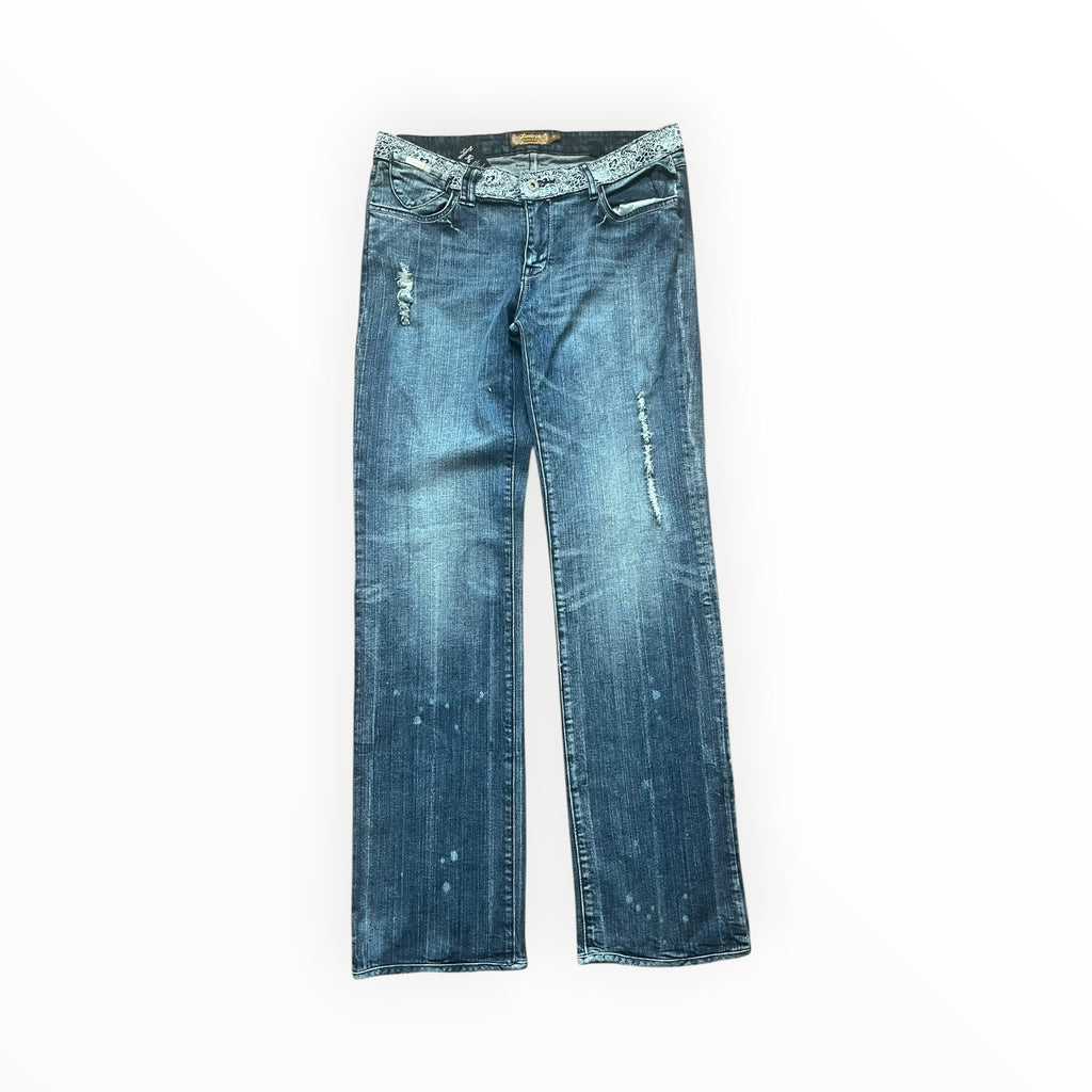 Y2K Straight Leg Jeans Damen – Größe L – Blue Wash
