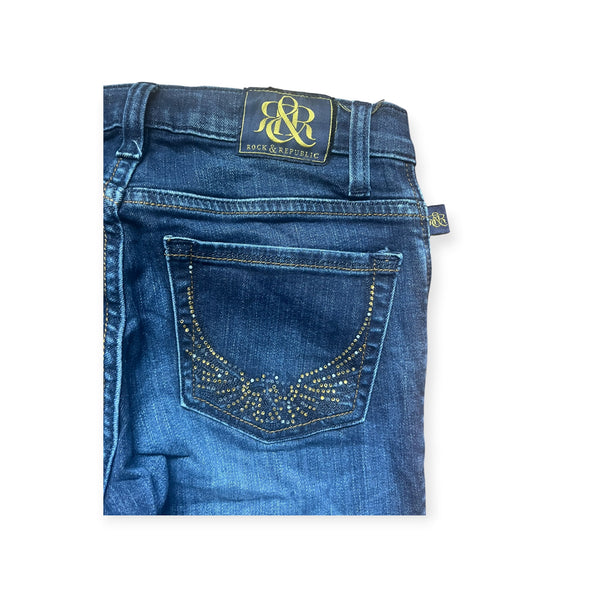 Y2K Rock & Republic Studded Pocket Bootcut Jeans Size S – Dark Wash
