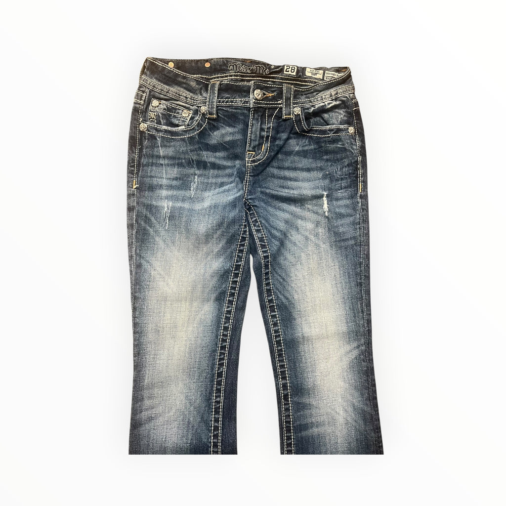 Miss Me Bootcut Jeans – Dark Blue Wash Low Rise