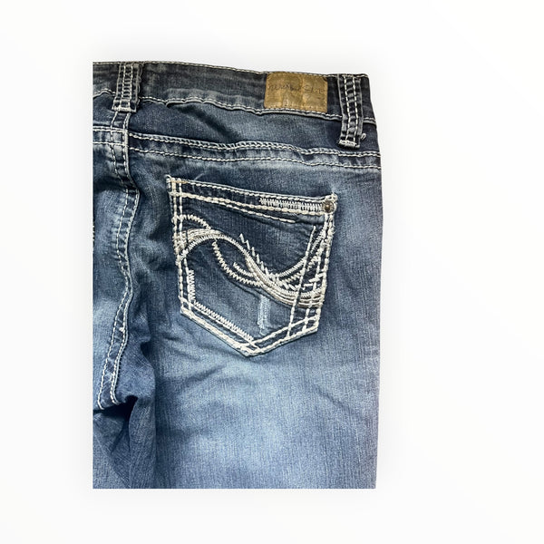 Y2K Wishful Park Distressed Bootcut Jeans S – Light Wash