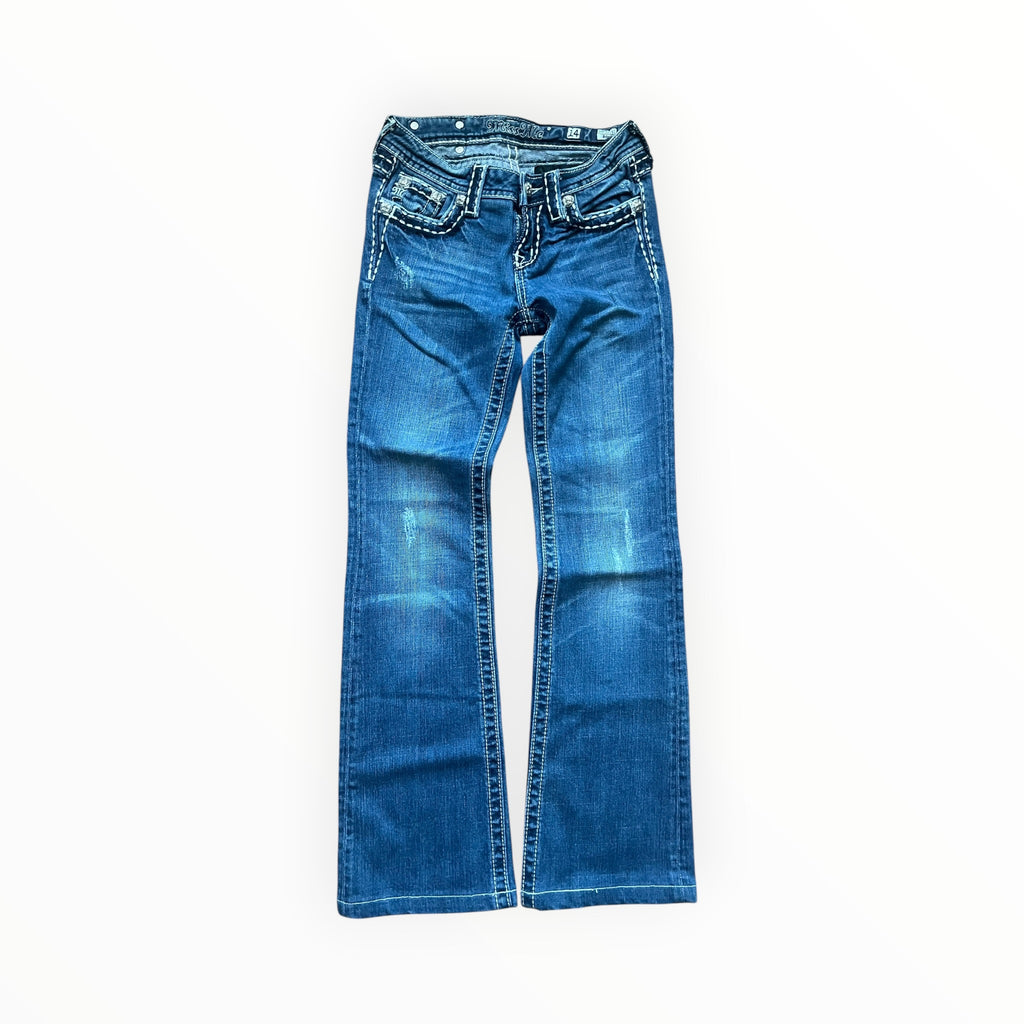 Miss Me Y2K Bootcut Jeans Damen – Größe XS – Blue Wash