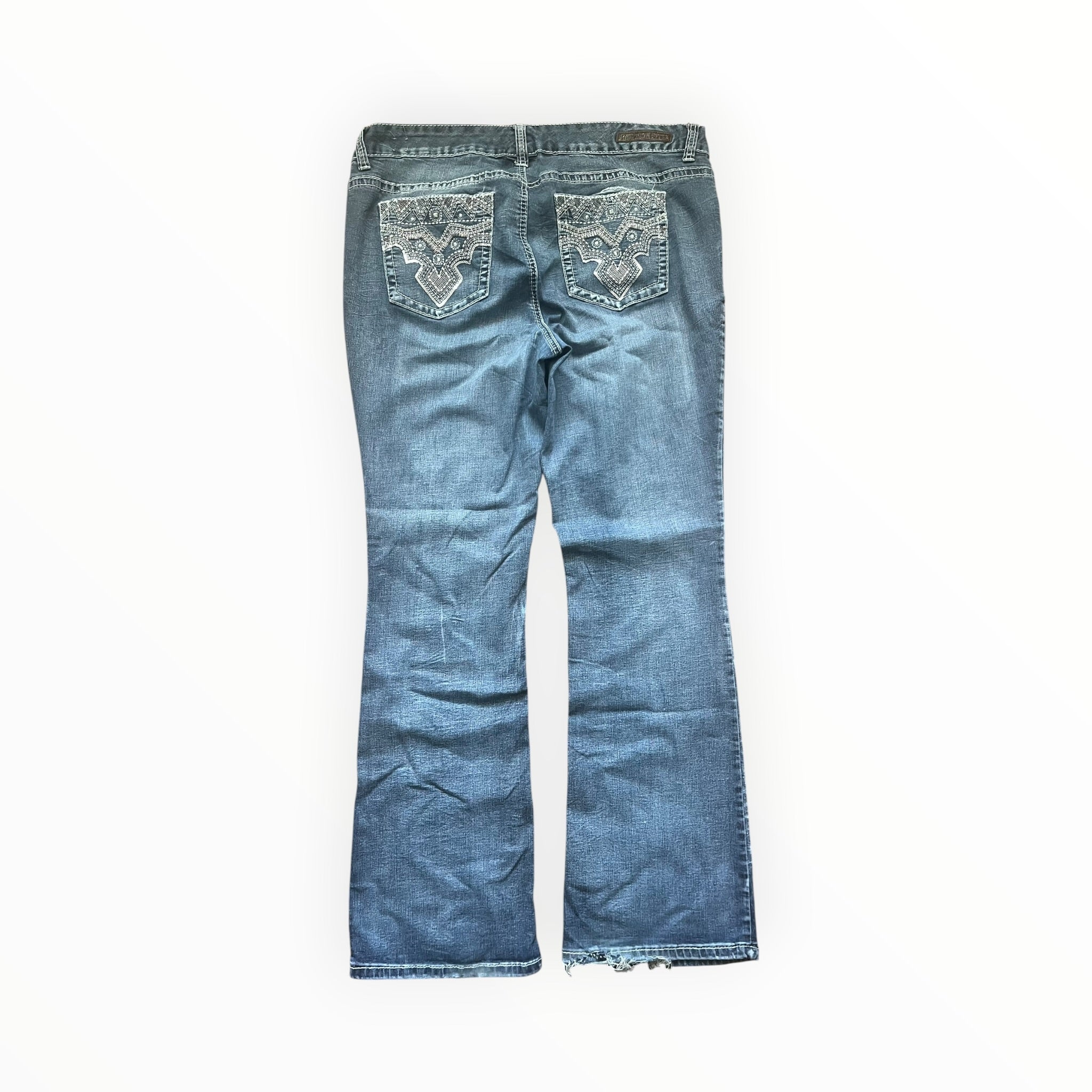 Y2K Embroidered Pocket Bootcut Jeans – Light Wash L