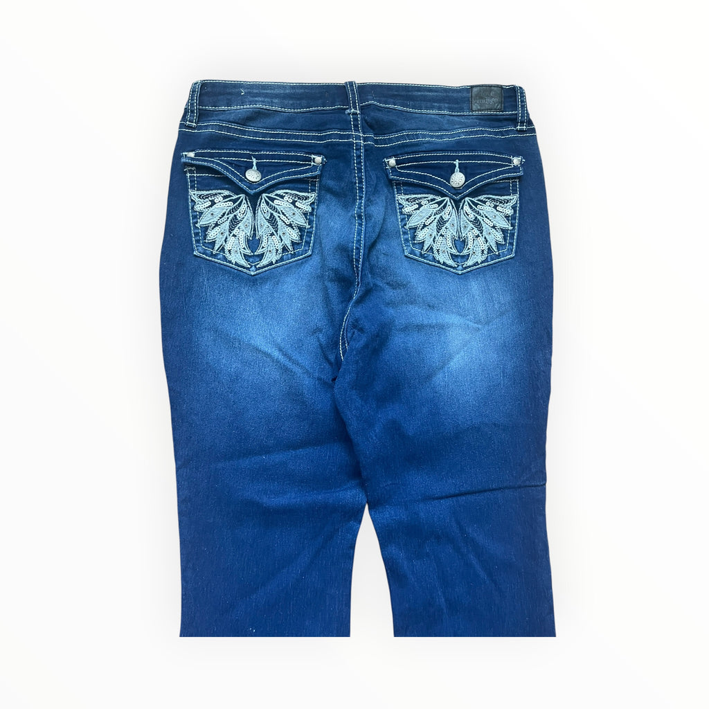 Y2K Bootcut Jeans Damen – Größe L – Dark Blue Wash