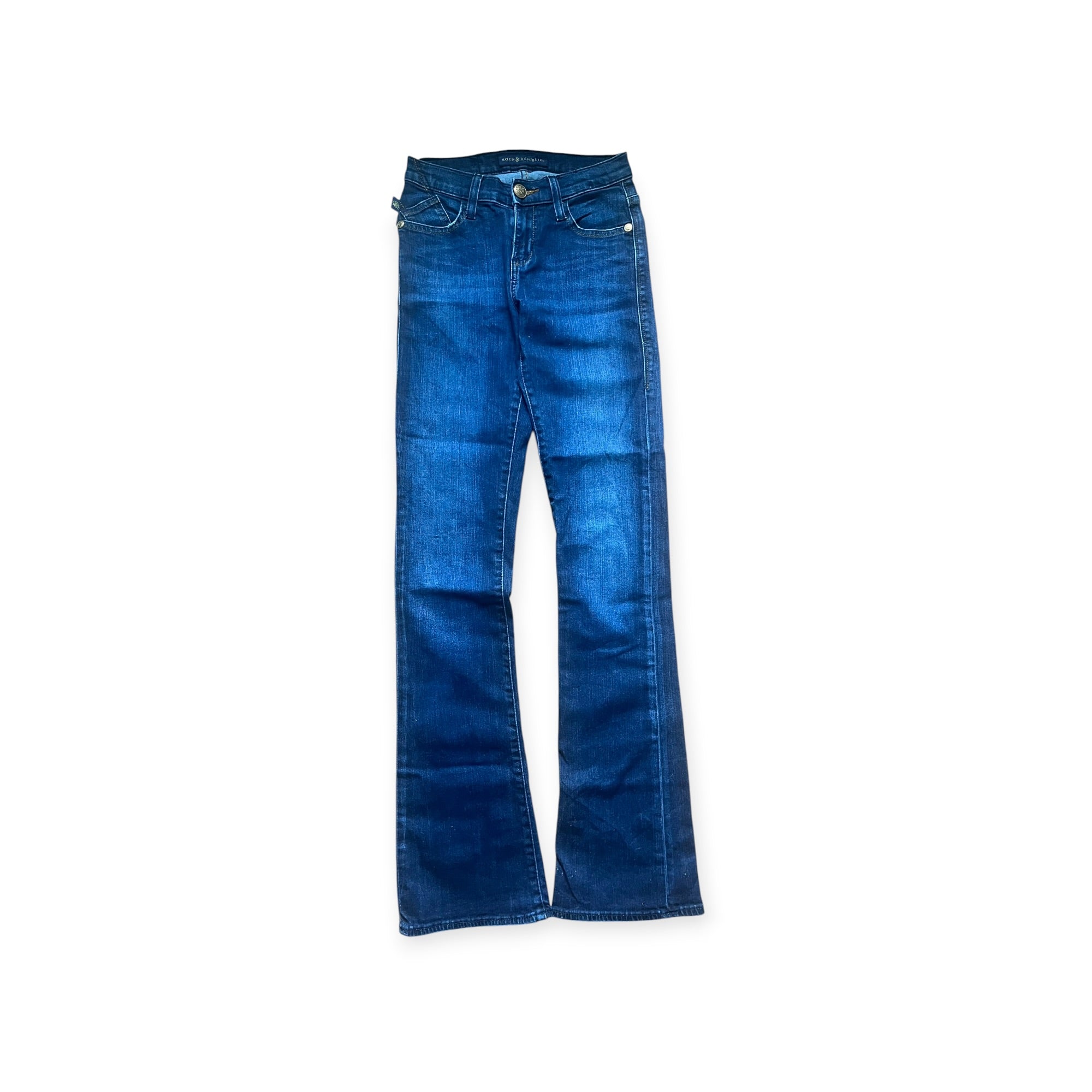 Y2K Rock & Republic Studded Pocket Bootcut Jeans Size S – Dark Wash