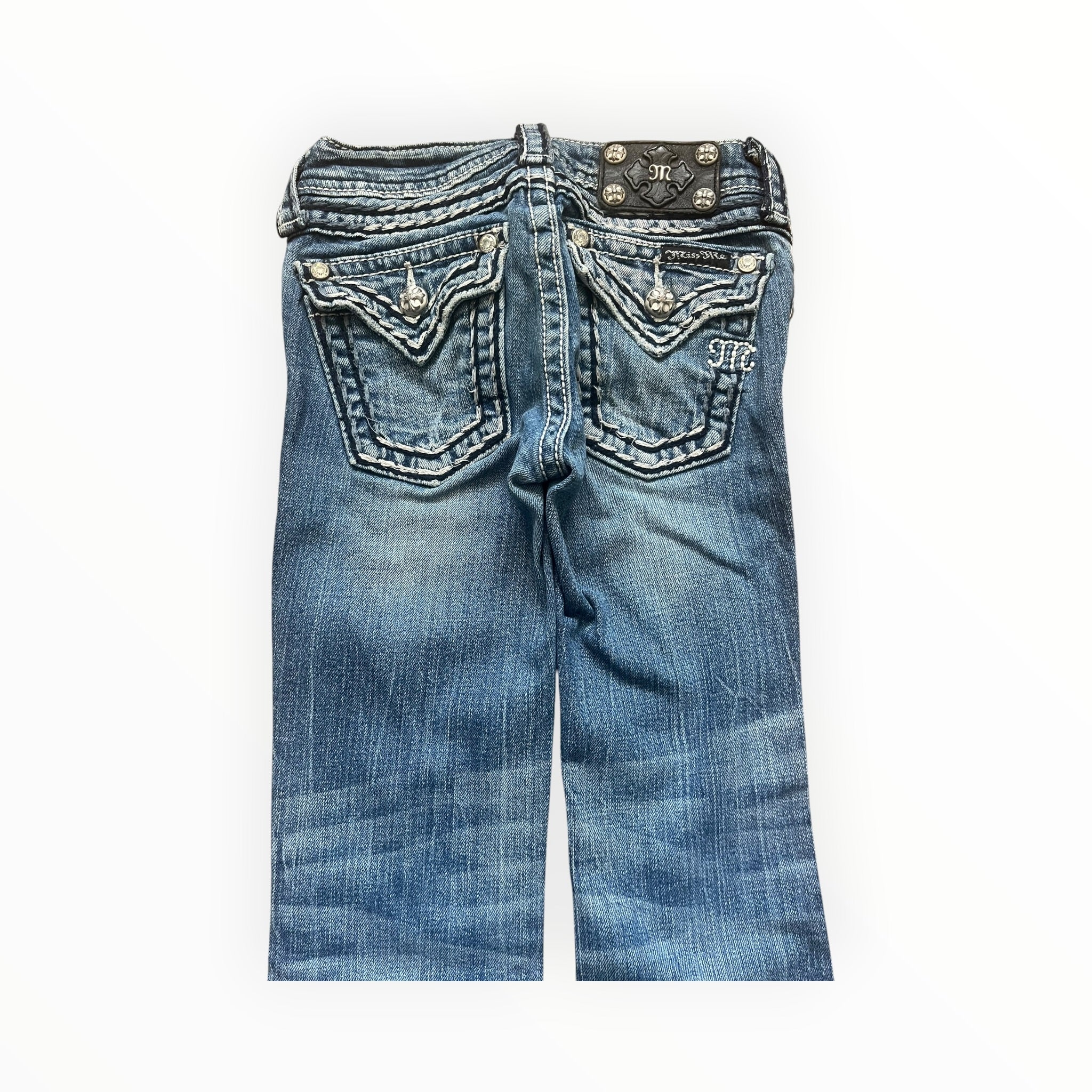 Miss Me Y2K Bootcut Jeans – Light Wash Embroidered Pocket S