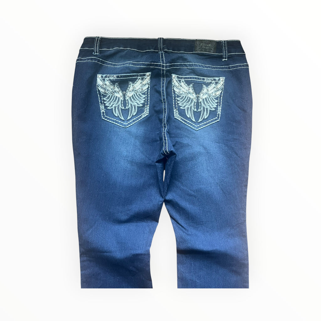 Y2K ZCO Jeans Wing Pocket Bootcut Jeans Size M – Dark Wash