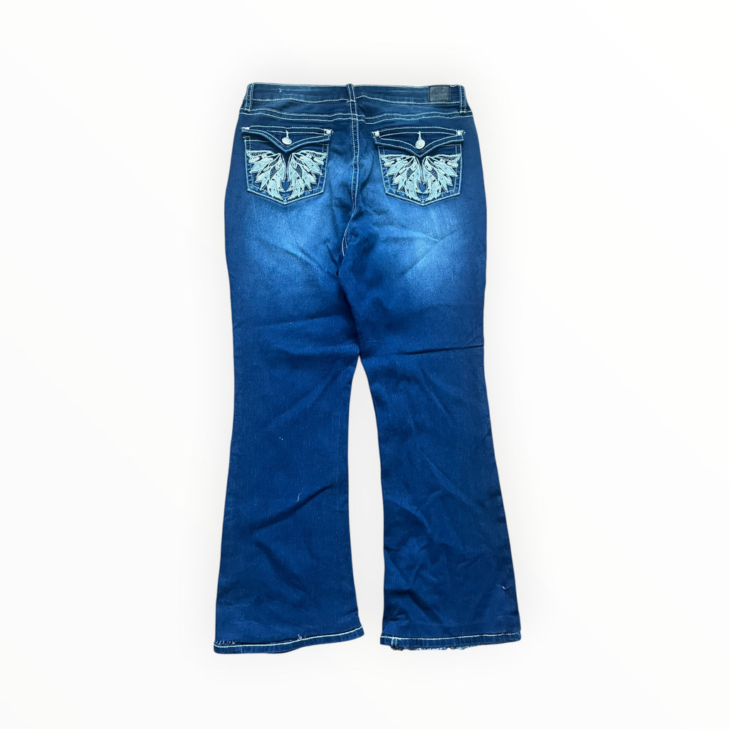 Y2K Bootcut Jeans Damen – Größe L – Dark Blue Wash