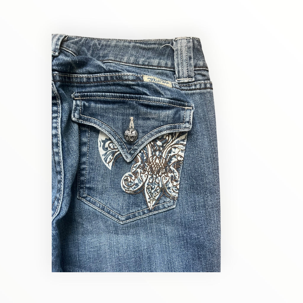 Miss Me Y2K Flared Jeans Damen – Größe M – Blue Wash