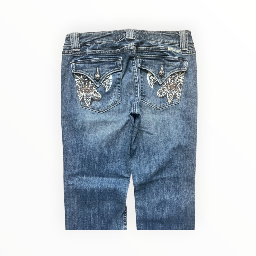 Miss Me Y2K Flared Jeans Damen – Größe M – Blue Wash